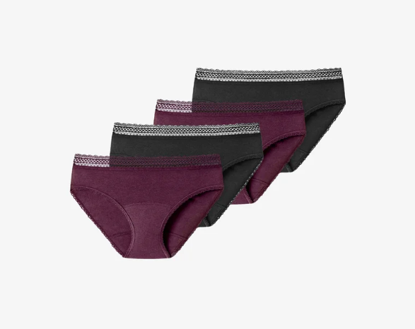 Schiesser 4ER PACK SECRET CARE - Menstruatie-ondergoed - schwarz pflaume